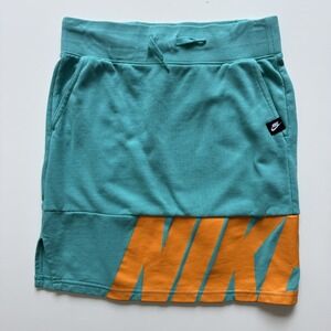 NIKE French Terry Big Swoosh Skirt Youth Girls Medium 26x17‎ Turquoise Orange
